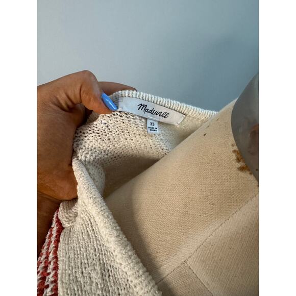 Madewell Kimble Stripe Short Sleeve Sweater Top Womens Size XS Cream Round Neck - Picture 3 of 4